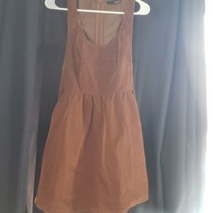 Brown corduroy knee length overall style dress